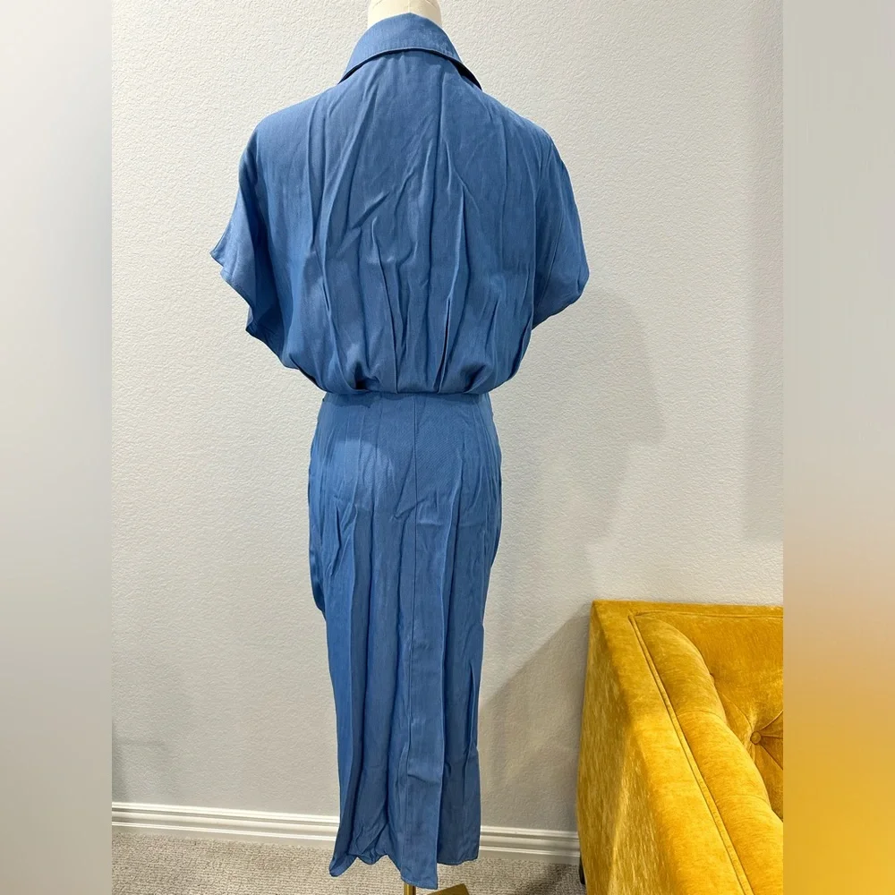 Sweetkama Blue Midi Shirt Dress with Tie Waist - Picture 3 of 4